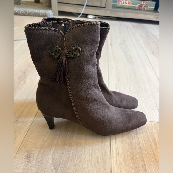 Studio Works Shoes - Studio Works Brown faux Suede Heeled Boots